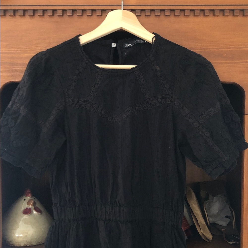 Black Zara Mini Dress with Eyelet Detail